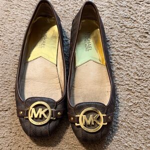 Michael Kors Dark Brown Loafers with Gold Accents
